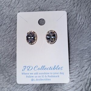 Oval Halo Rose Gold Plated Swarovski Crystals